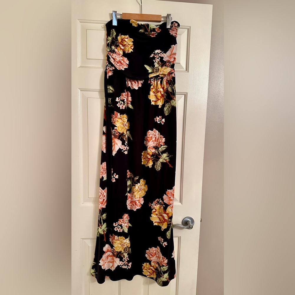 Floral Strapless Maxi Dress